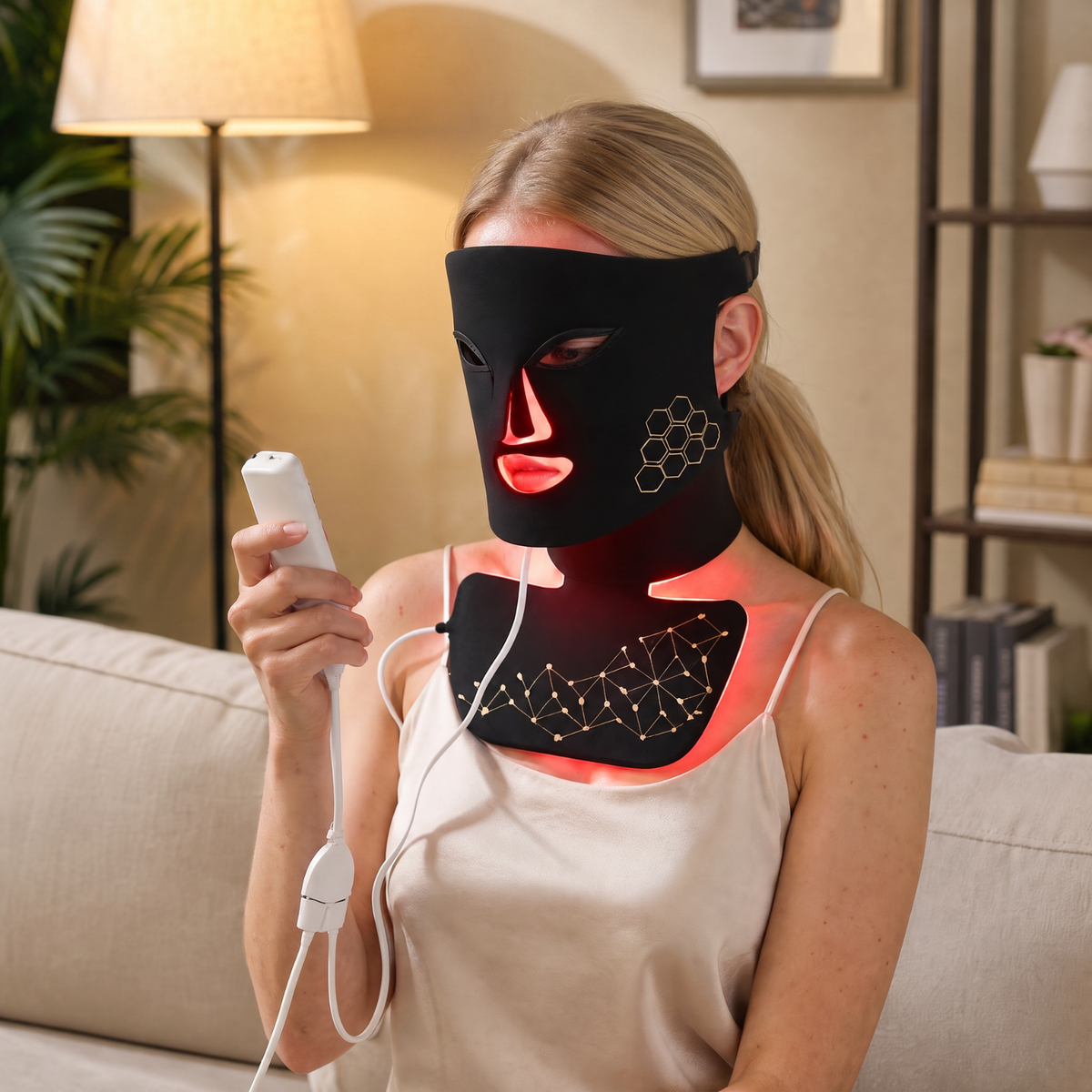 2-in-1 LED Red Light Therapy Mask for Face & Neck
