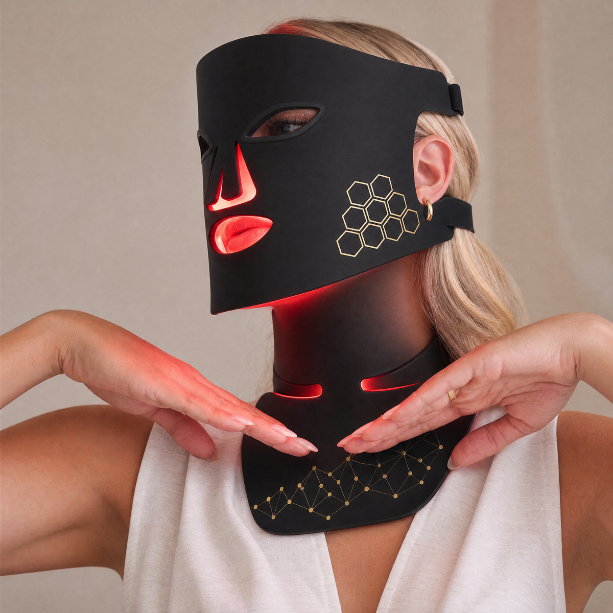2-in-1 LED Red Light Therapy Mask for Face & Neck